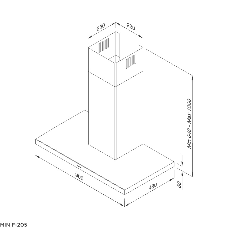 Máy hút khói khử mùi áp tường Malloca MIN F-205